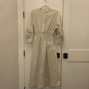 staud ivory and dark oak micro stripe cafu dress STAUD | Dresses | Staud Cafu Dress Ivorydark Oak Micro Stripe